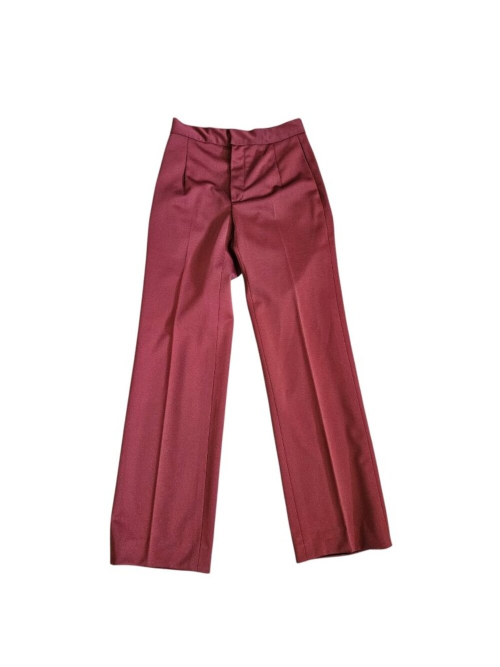 70s Mens Slacks Pants Rusty Burgandy Pants Waist 27‎ Inseam 31 Polyester Sz XS